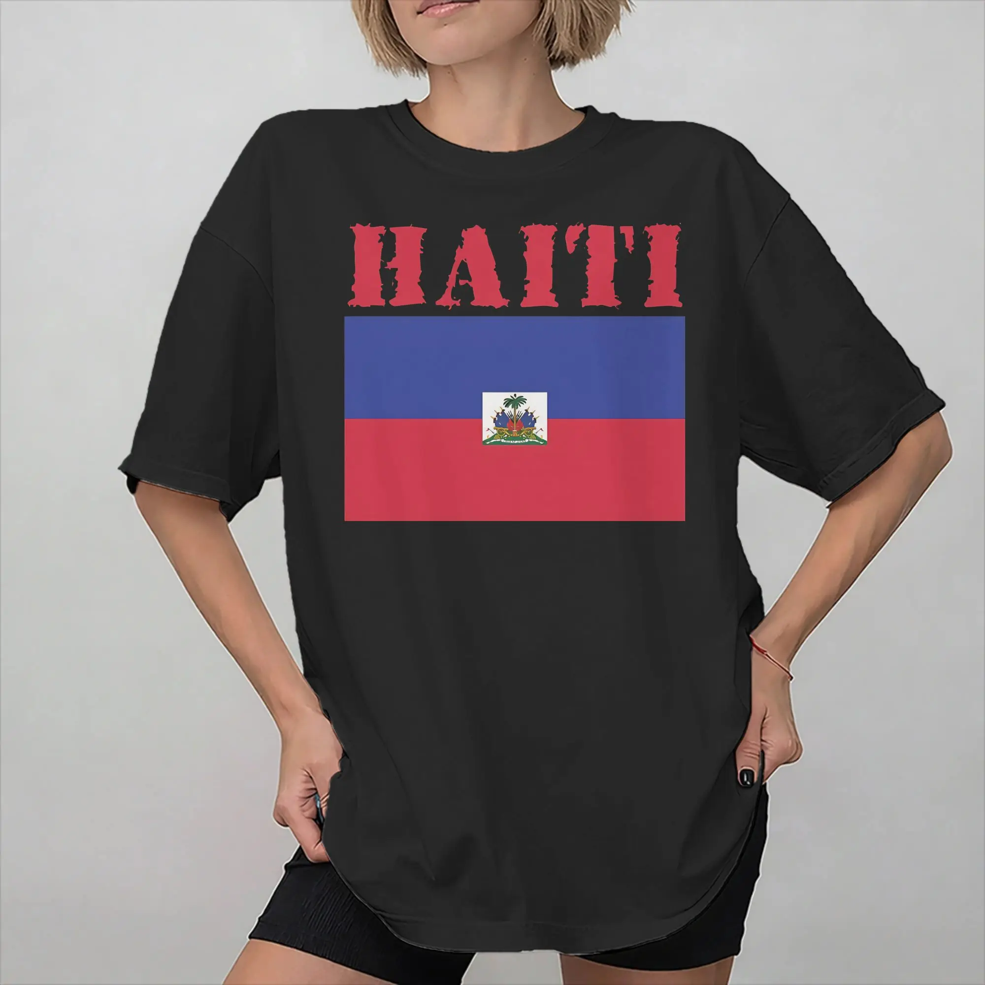 Haiti Flag Accessories Unisex T Shirts Pure Cotton Tee Graphic Printing  T-shirt Clothes