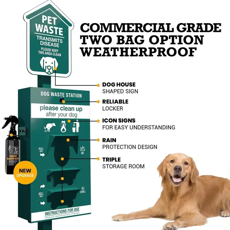 Pet Waste Bin Combo Dog Poop Bag Dispenser & Bin Capacity Customizable Size