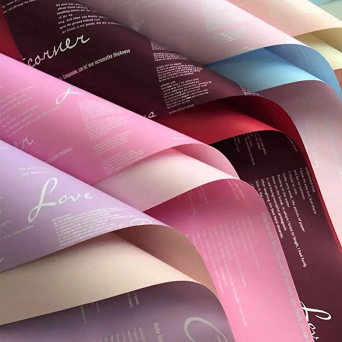 20PCS Waterproof Two-Tone Elegant Flower Wrapping Paper, Floral Bouquet Packaging for Wedding Gift Florist Shop Decoration