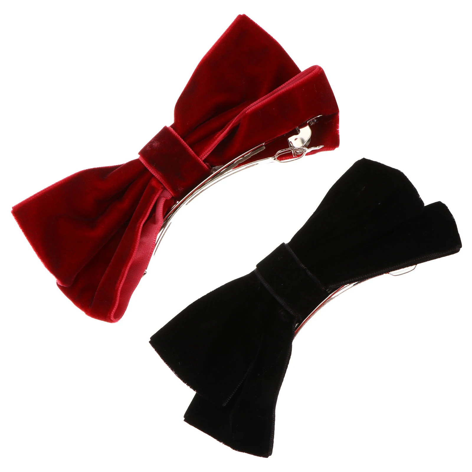 

2pcs Gold Velvet Barrettes Bow Hairpin Durable Stylish Delicate Accessories For Girls Daily Use Headdress Clip