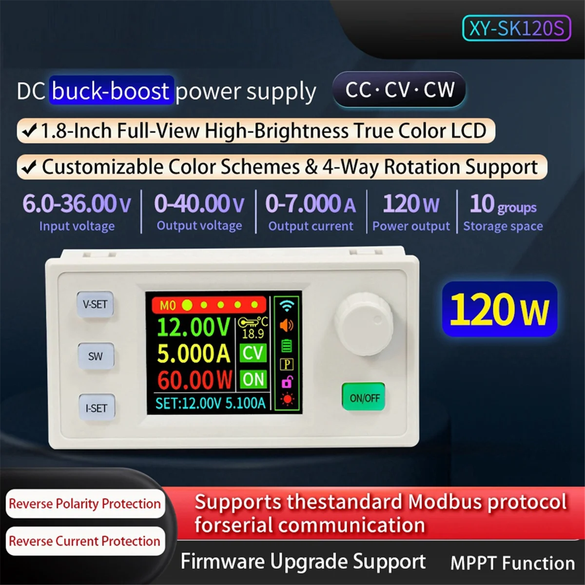 Fuente de alimentación regulada por CC ajustable A20M SK120S + módulo K485X voltaje constante corriente constante 7A 120W módulo reductor