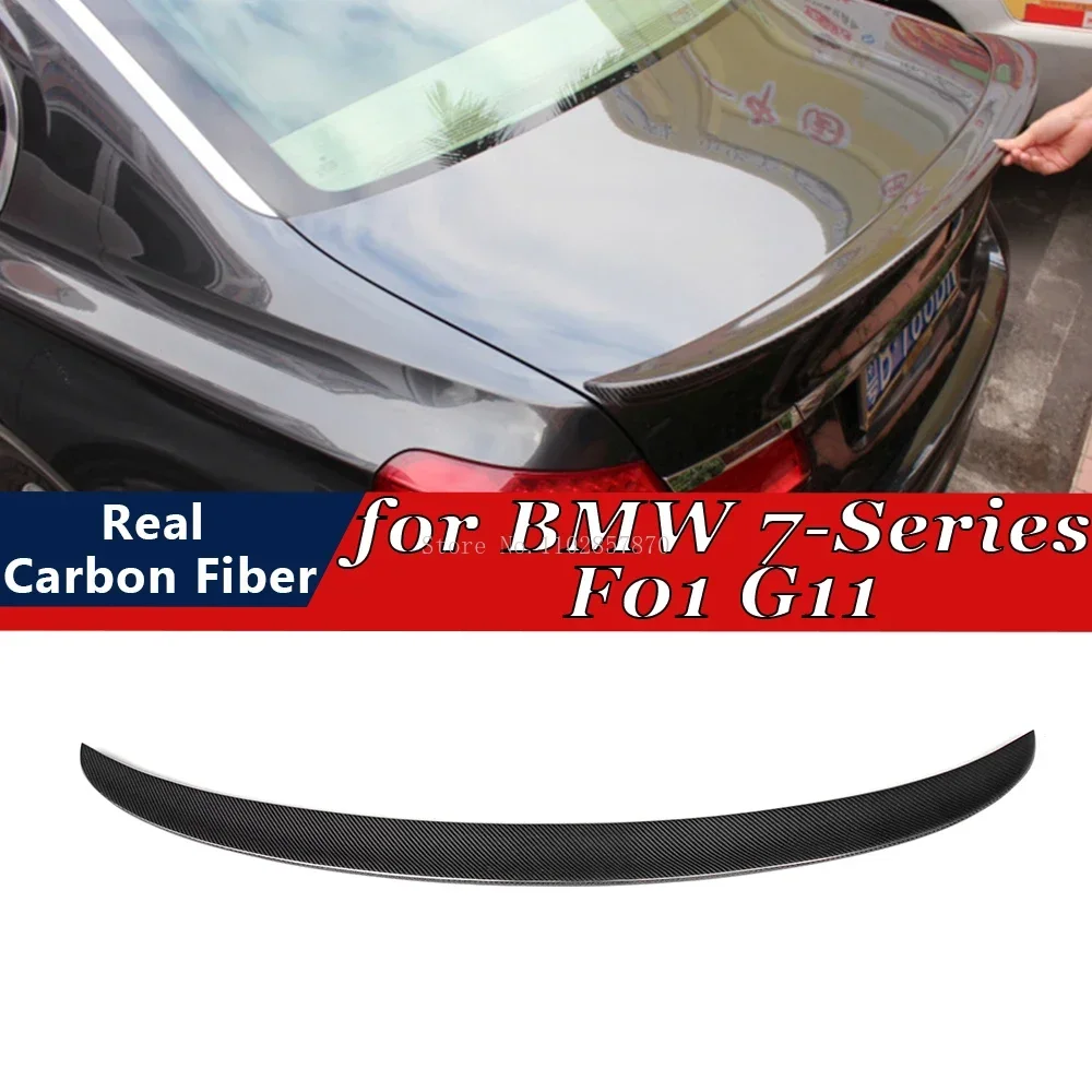 For BMW 7-Series F01 G11 2009-2023 Real Carbon Fiber Rear Spoiler Bumper Lip Trunk Wing Boot Spoiler Body Kits