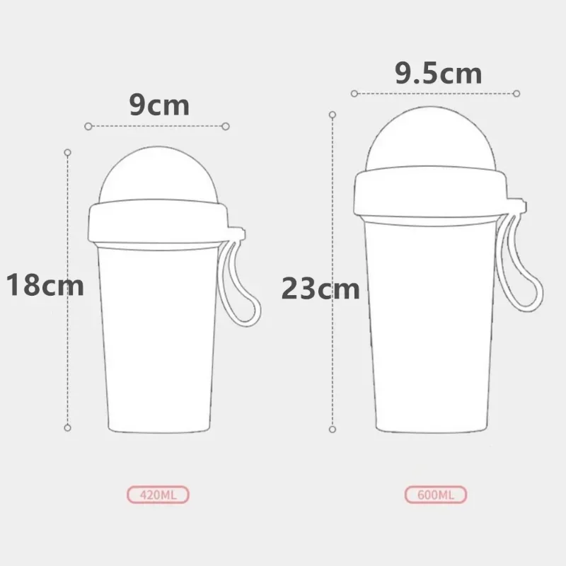 Double Drinking Cup Double Straw Portable Large Capacity Water Bottle Creative Couple Water Mug Dual Purpose Bottle Kettle 600ML