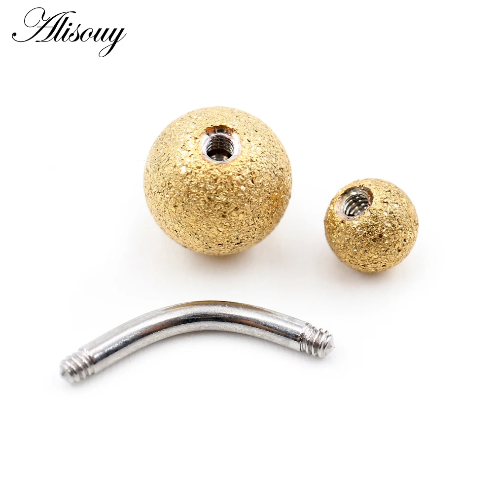 Alisouy 1pc New Stainless Steel Barbell Frosted Scrub Sexy Ball Belly Navel Ring Girl Women Button Ring Piercing Body Jewelry