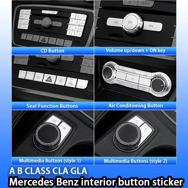 For Mercedes Benz GLA CLA200 A180 A B Class Door Lift Window Button Cover Trim Interior Stickers Steering Wheel Central Control