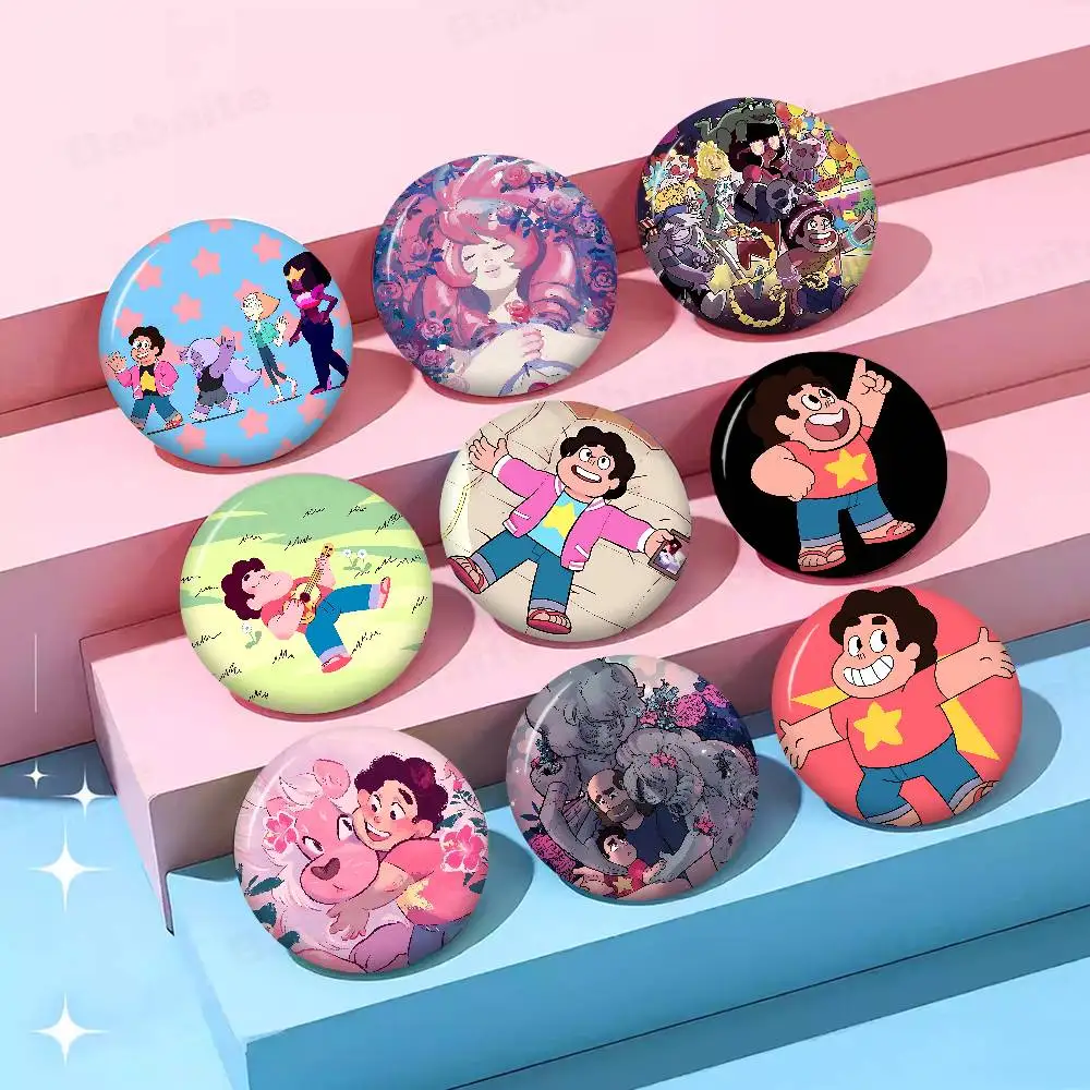Anime Game Steven Universe Creative Pins Funny Faces Round Snap-in Brooch Badge Backpack Hat Accessories Jewelry Gifts