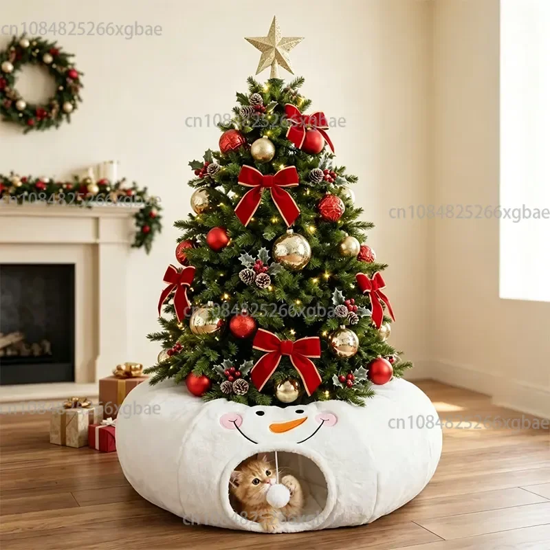 Christmas-themed printed cat tunnel foldable cat escape house self-pleasure relief pet supplies cat nest