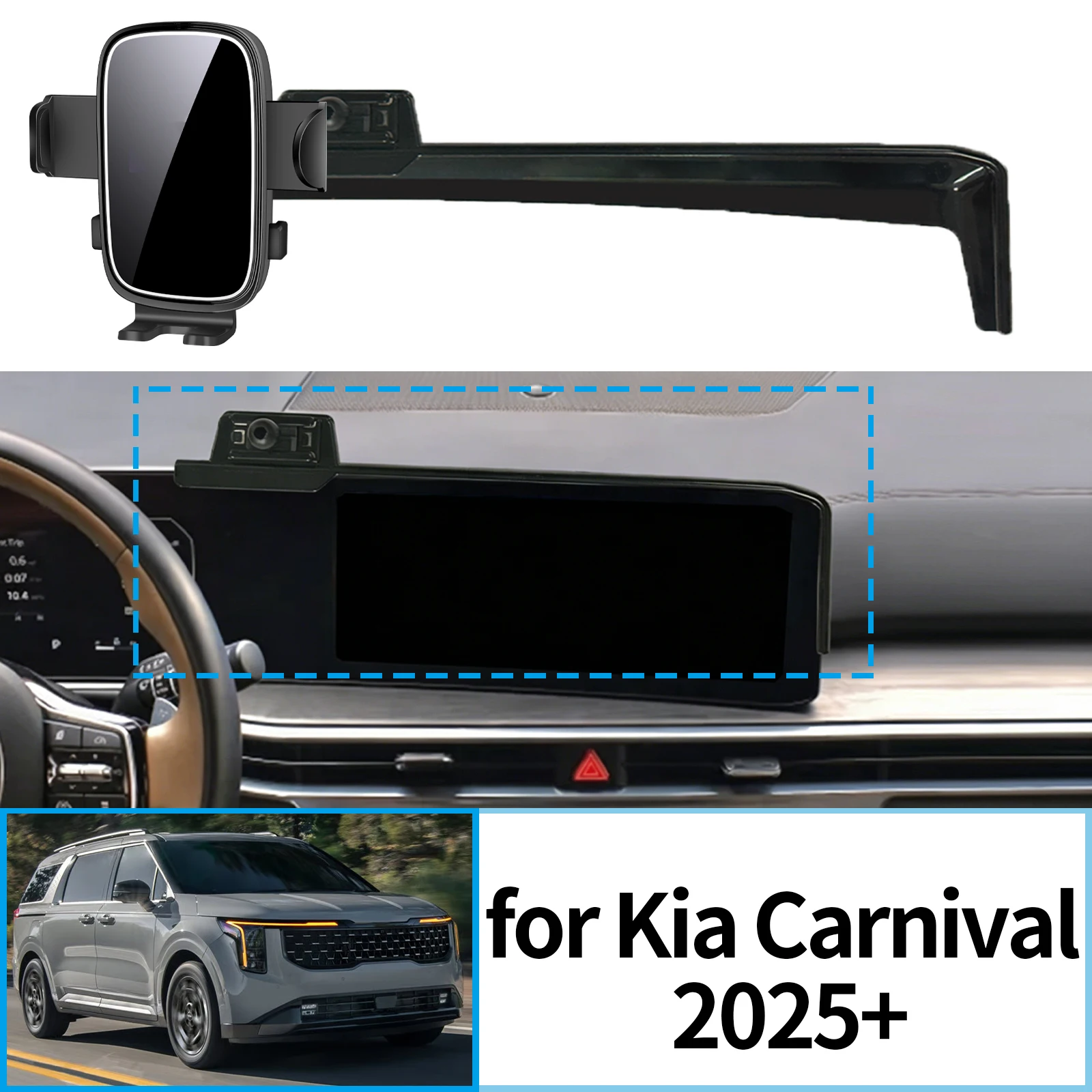 

fit for Kia Carnival KA4 2025 2026 2027 ​​Stable Clip-On Phone Holder​​ Mount Screen Base No Vibration​ Car accessoires