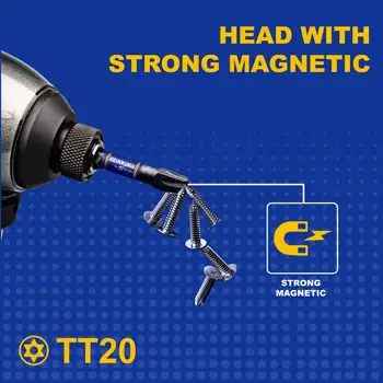 Geinxurn 2 吋衝擊式強力磁性電動螺絲起子頭套裝,安全 Torx 頭電動螺絲起子頭,S2 合金鋼星形 TT20 螺絲起子頭套裝 8 最佳銷售 20號星形螺絲 - №6