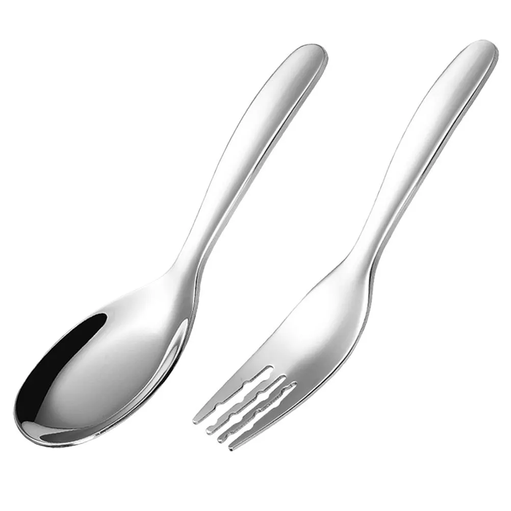 

Stainless Steel Kids Spoon Fork Set Ergonomic Comfortable Lightweight Compact Easy Clean Home School Baby Toddler Utensils Self
