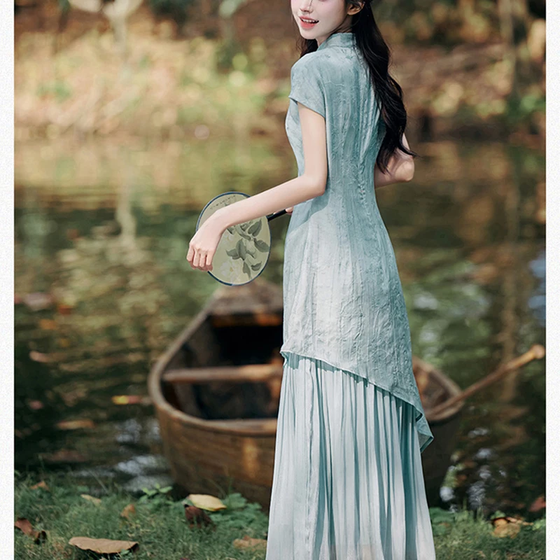 فستان تشيباو عتيق فستان شاي على الطراز الصيني الجديد للسيدات صيفي زن أومبير تصميم أنيق شيونغسام ملابس نسائية أنثوية ذات لون رائع #1