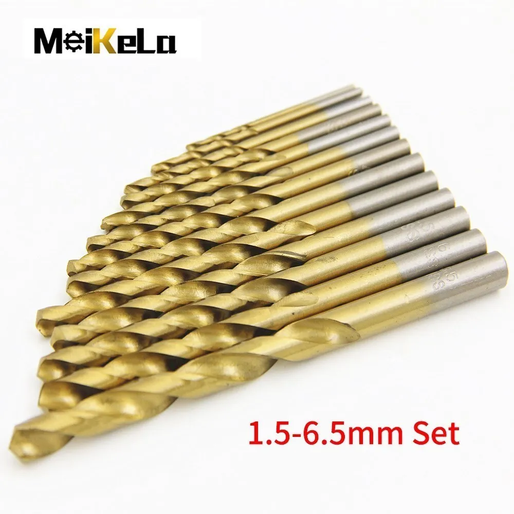 Imagem -03 - Meikela-conjunto de Brocas Torção Revestidas em Titânio Aço Rápido Ferramentas de Perfuração para Metal e Madeira 13 Unid 19 Unid 1.010.0 mm