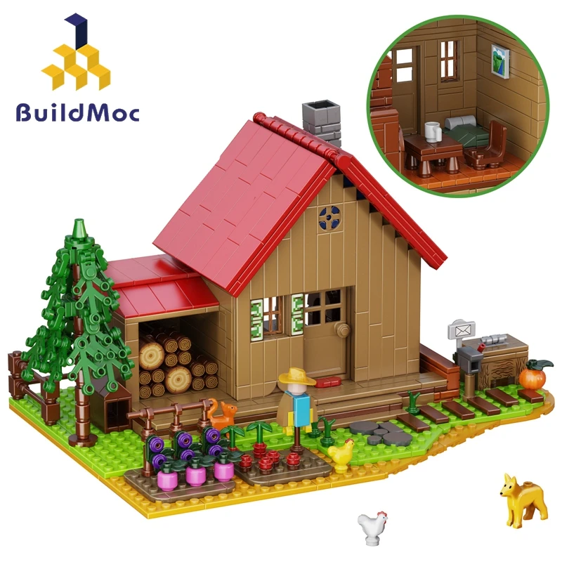 

Buildmoc, идеи для игр, Звездный дом, ферма, долина, собака, MOC набор, строительные блоки, Наборы игрушек для детей, подарки, игрушки, 766 шт., кирпичи