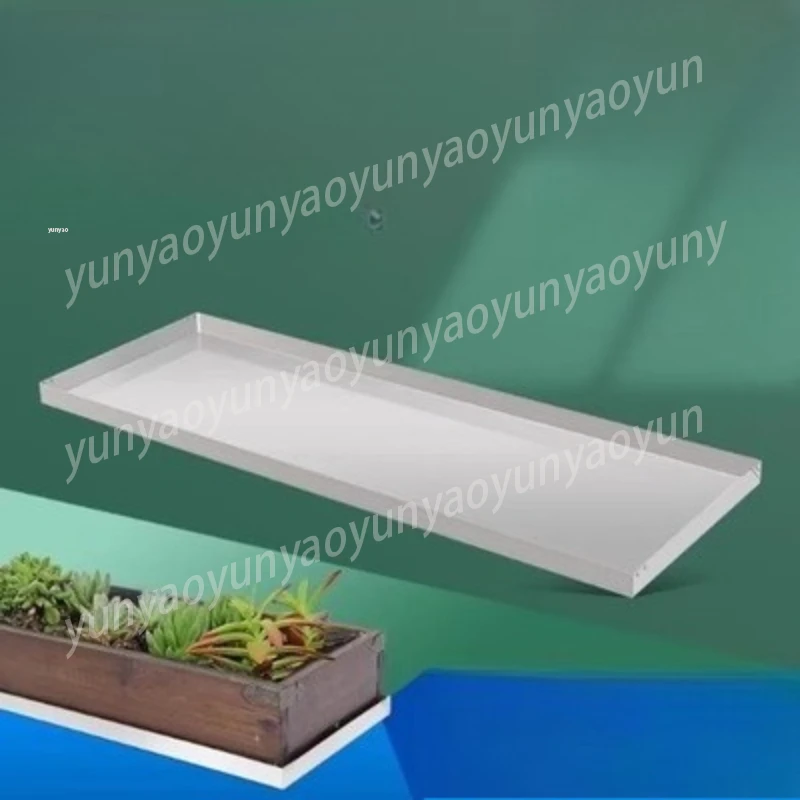 Extra Thick Stainless Steel Flower Pot Tray Rectangular Drainage Saucer XXL Planter Plate for Indoor Balcony Plant Box