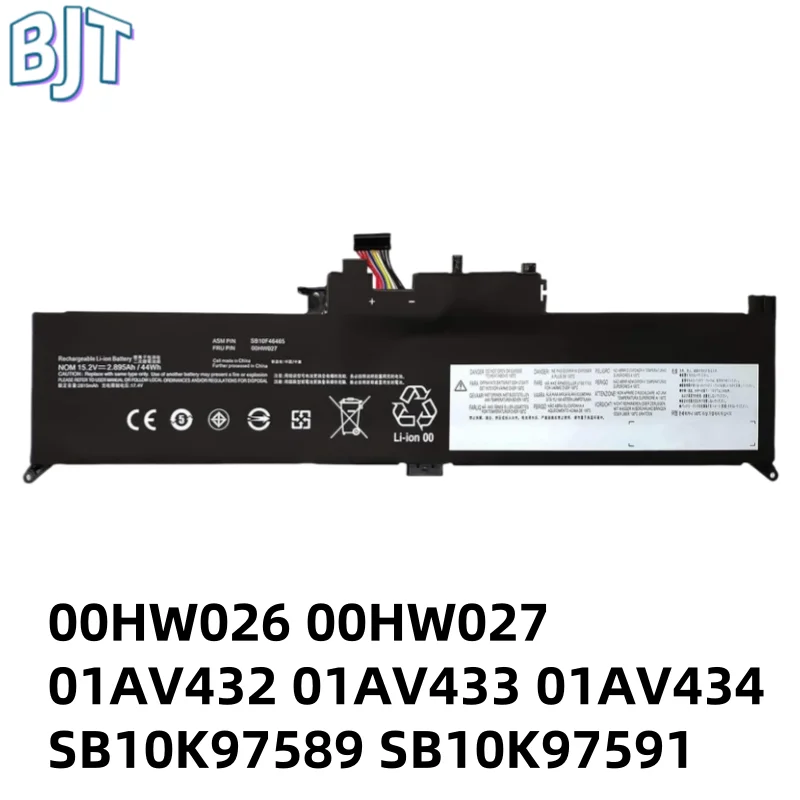 15.2V 44Wh 4Cell New 01AV432 01AV433 01AV434 00HW026 00HW027 Laptop Battery for Lenovo ThinkPad Yoga 260 370 X380 SB10K97589
