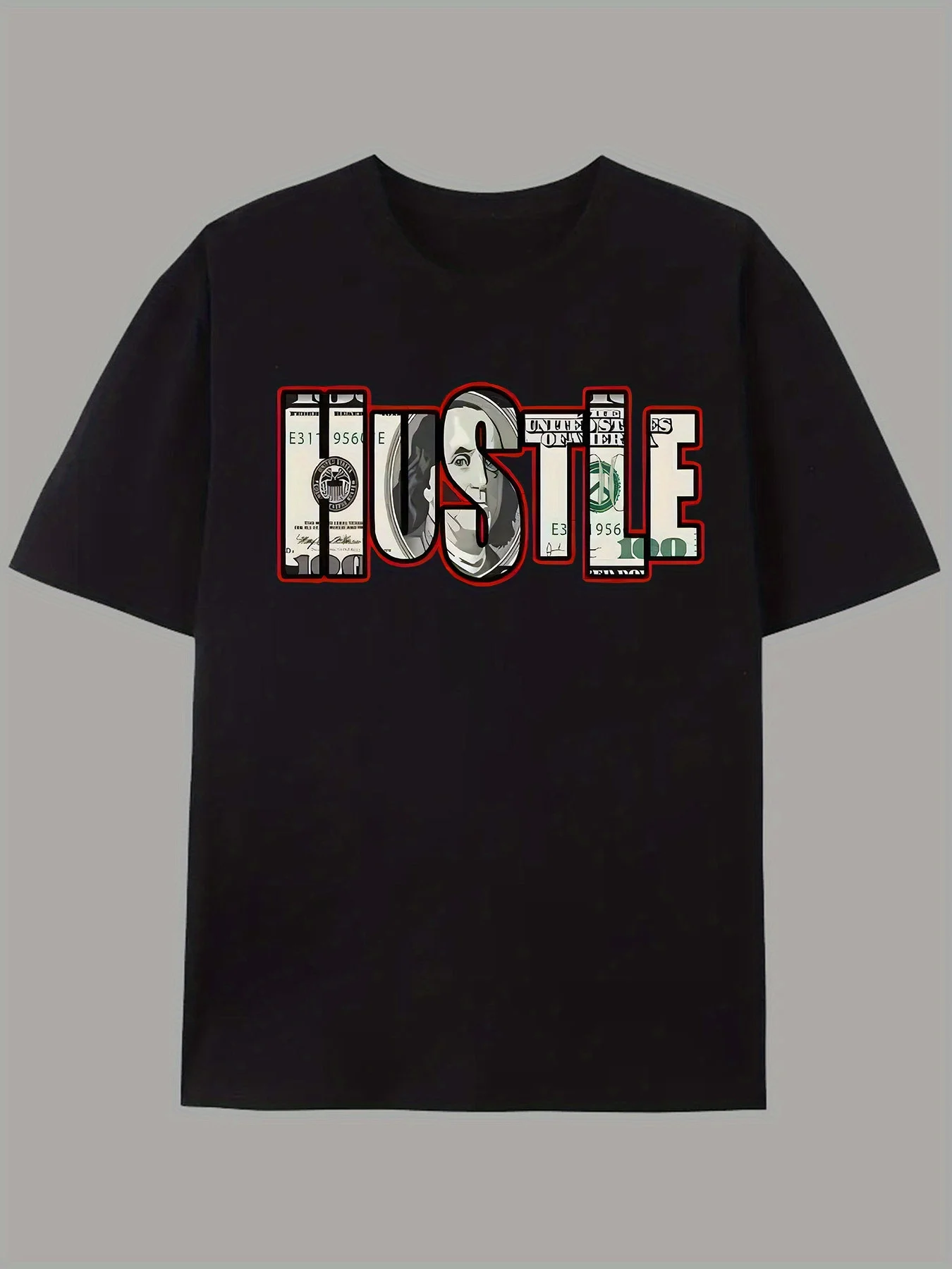 

Мужская футболка с рисунком Hustle — повседневный уличный стиль, футболка унисекс с короткими рукавами и принтом Bold Money, легкая одежда из полиэстера