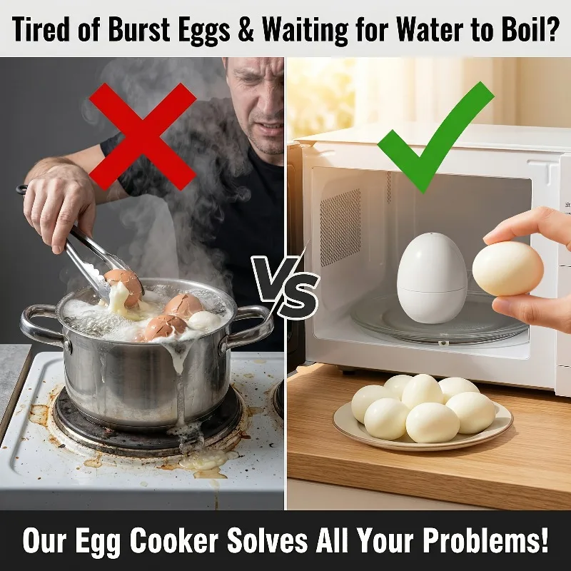 1 PCS Food Grade Microwave Safe Egg Boiler | Portable Aluminum Egg Shaped Steamer, Perfect for Offices, Dormitories, Kitchens