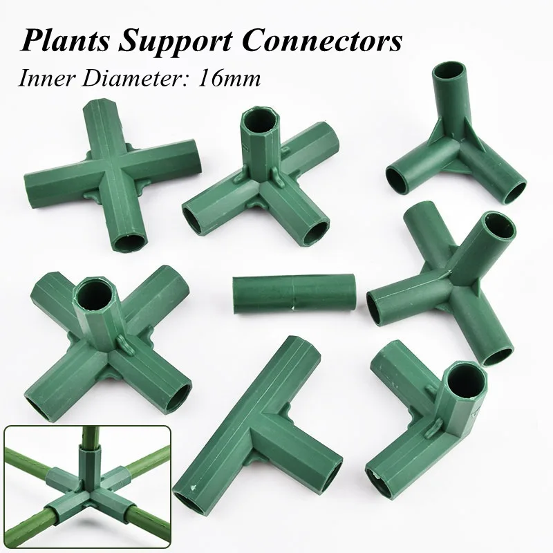 10-30Pcs 16mm Plants Support Connectors ,2/3/4/5-way Garden Greenhouse Bracket Rod Joints Frame Building Fixed Accessories DIY
