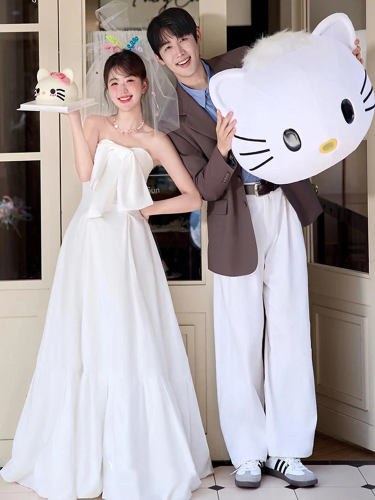 

Элегантное атласное свадебное платье для фотосессий на природе, с высоким воротом, А-силуэт, длинное, для выездных мероприятий