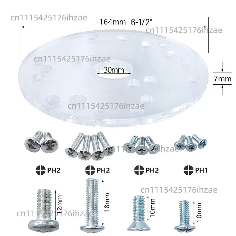 1Pcs Universal Router Acrylic Universal Base Plate for Bakelite Milling Woodworking Trim Routers with Centering Pin and Screw