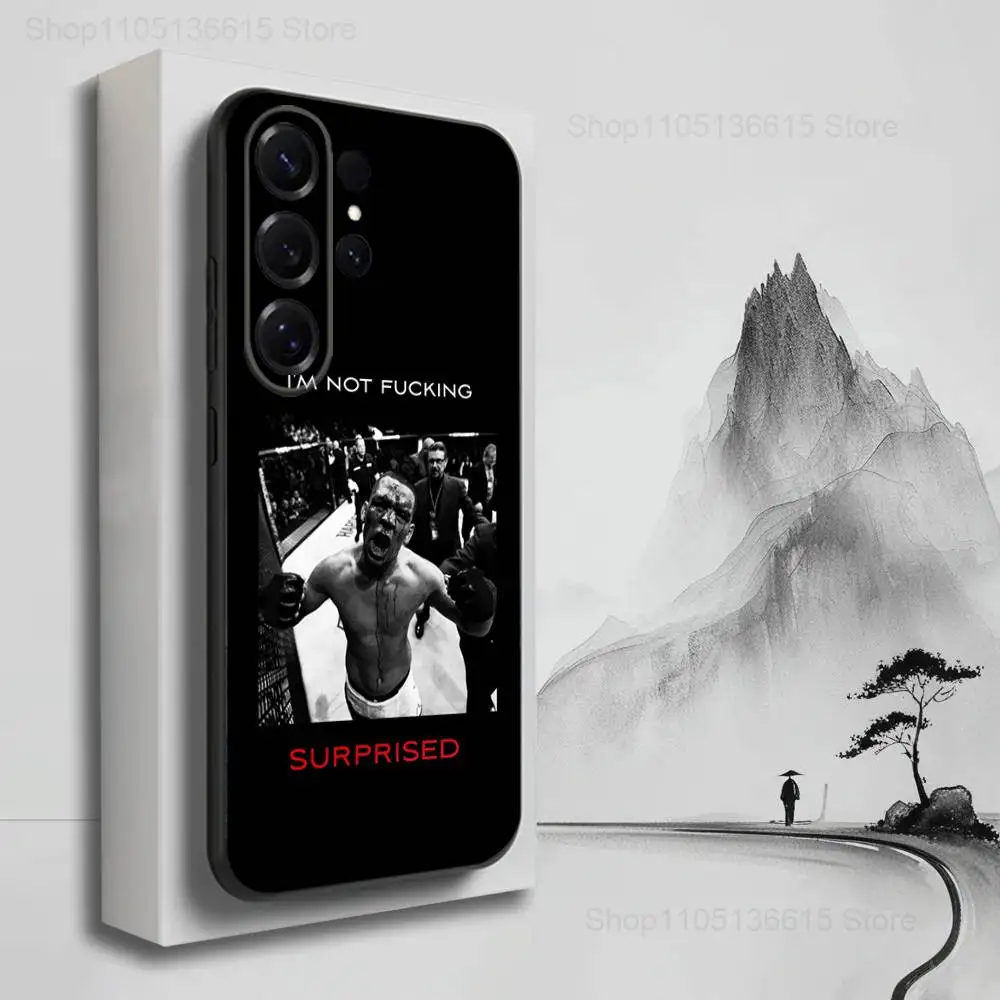 حافظة هاتف Boxing N-Nate D-Diaz لهاتف سامسونج S25، S24، S23، S22، S21، S20، S10، S9، Ultra، Plus، Lite، FE، غطاء أسود من السيليكون الناعم