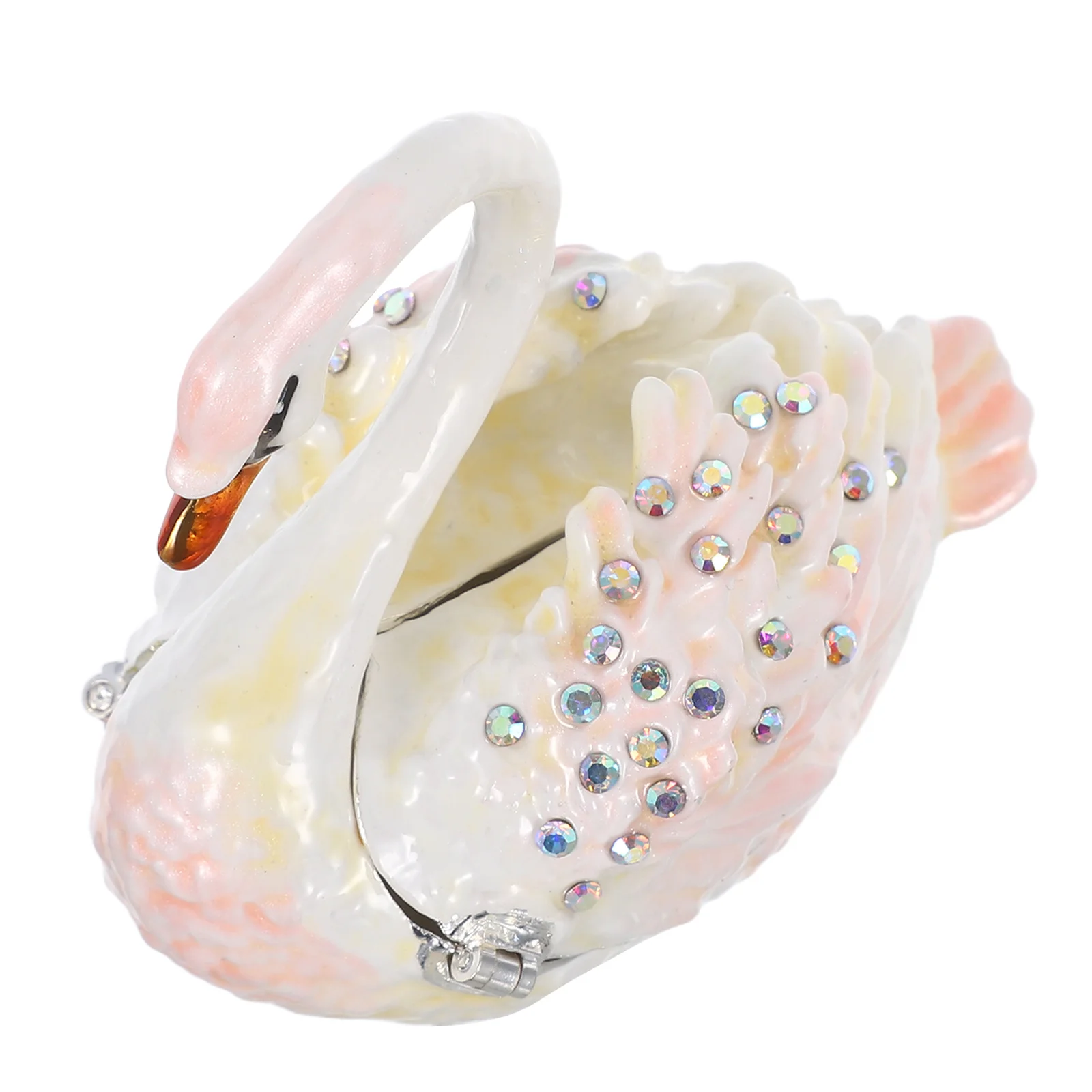 

Swan Jewelry Box Vintage Metal Trinket Storage Small Crystal Organizer Ring Holder Desktop Decor Dressing Table Ornament Case