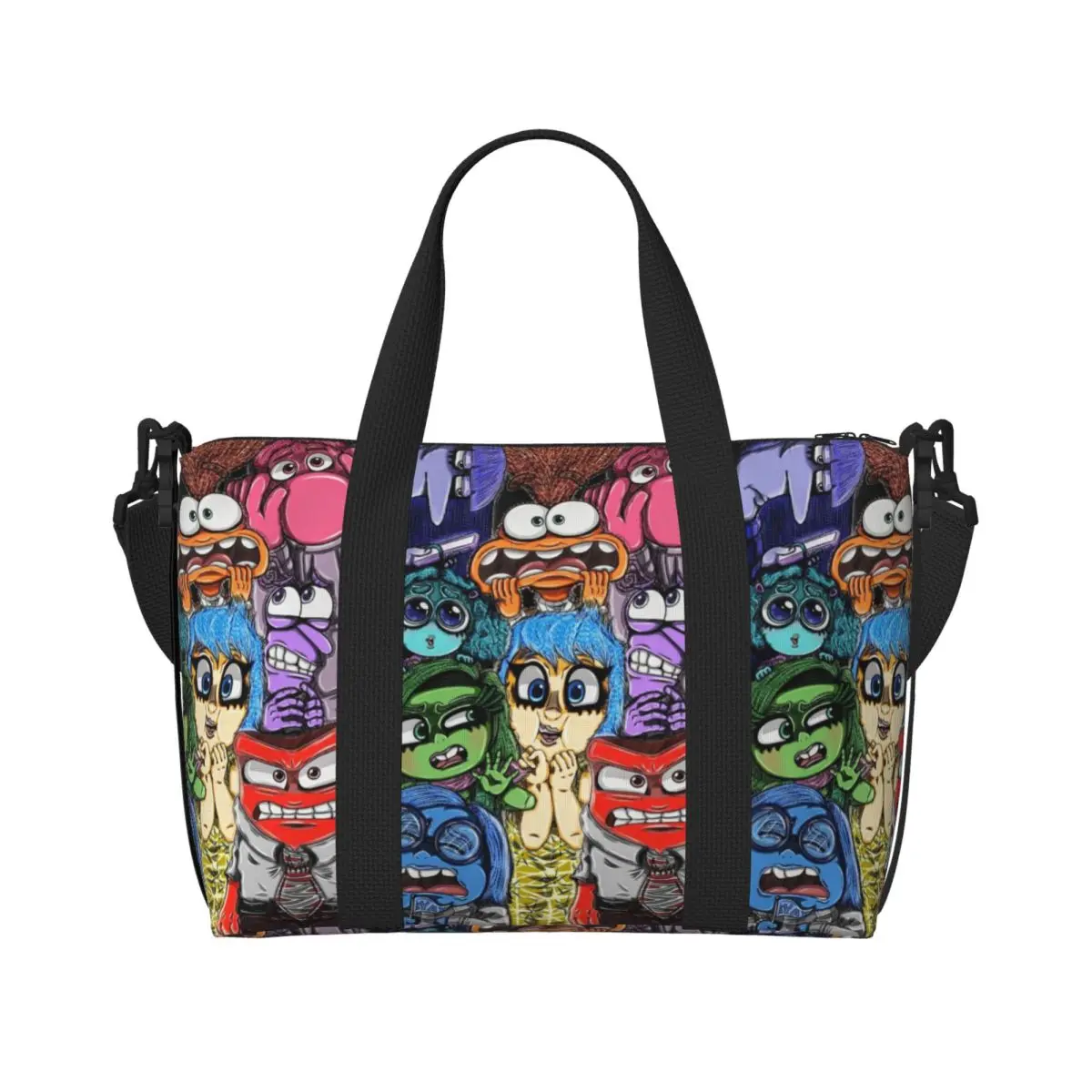 

Custom I-Insides Cartoon Out Beach Tote Bag for Women Extra Large Gym Carry On Travel Shopping Bags