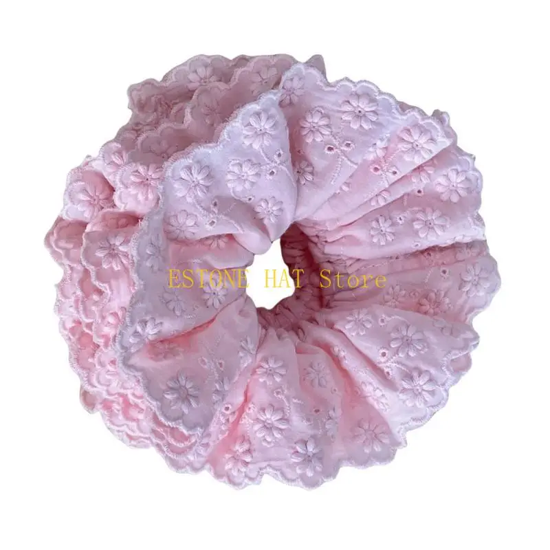 

49MF Элегантные эластичные кольца для волос с цветочным узором и краями Модная женская резинка для волос Свадебные аксессуары