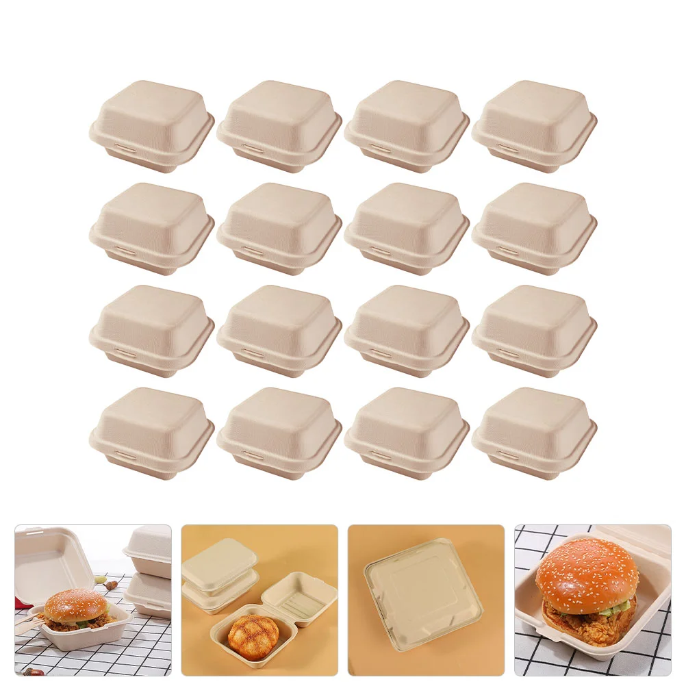 

30 Pcs Hamburger Lunch Box Food Containers with Lids to Go for Packing Portable Boxes Sugar Cane Pulp Office Takeout Supplies