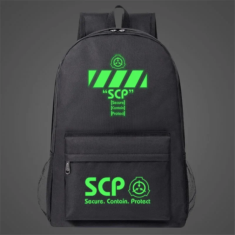 Fundação SCP-Cool fluorescente luminosa mochila escolar para crianças, menina e menino mochila, mochila, bolsa de ombro adolescente laptop, moda