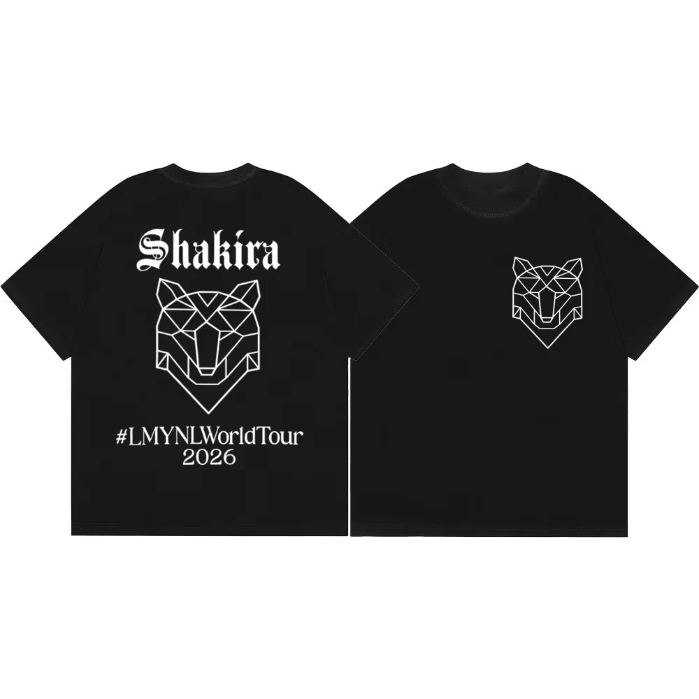 2026 Shakira LMYNL World Tour 2026 Double Sided Wolf Head Graphic T Shirt Unisex Summer Short Sleeve Concert Fan Tee