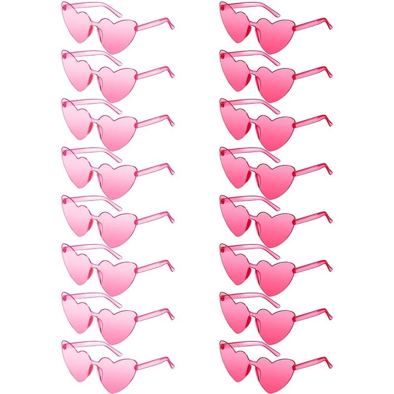 Love Heart Shape Sunglasses for Women Pink Rimless Glasses Transparent Party Sunglasses Bachelorette Wedding Gift for Guests