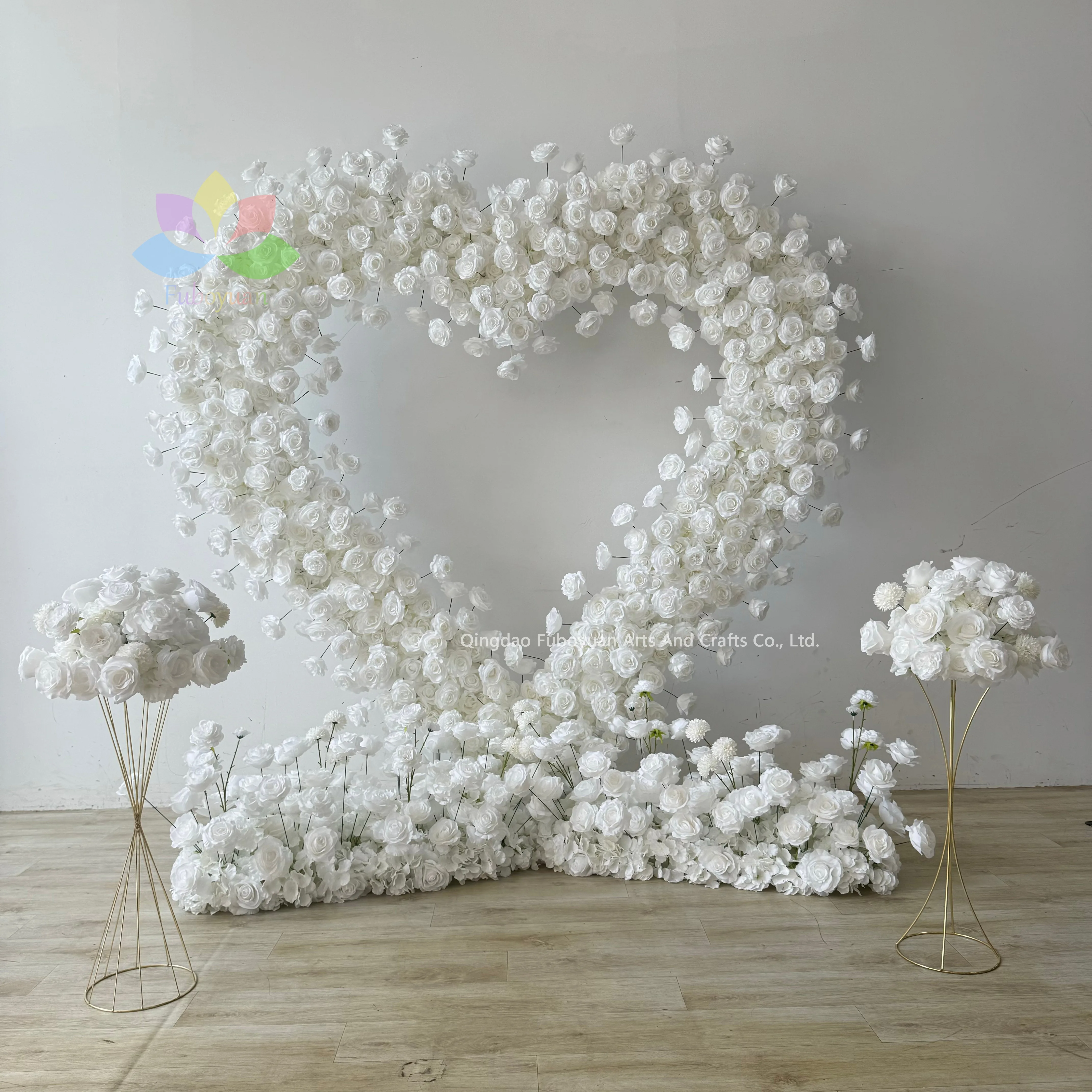 Wedding Flower Decoration Big Heart With Artificial Roses Neon Sign Marry Me