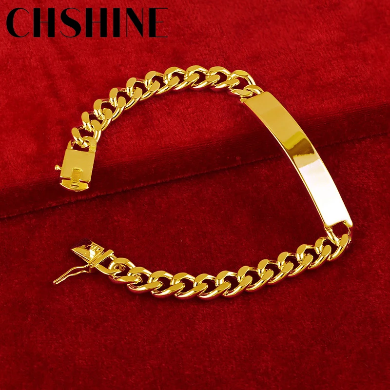 

CHSHINE 925 Sterling Silver 18K Gold 8mm Brand Side Chain Bracelet For Women Wedding Engagement Party Fashion Charm Jewelry
