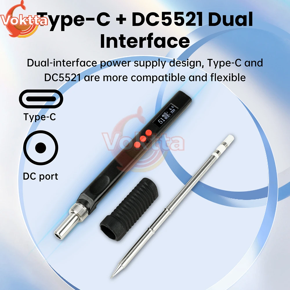 

T12 OLED Display Electric Soldering Iron Kit PD65W Fast Charging Solder Iron Pen Adjustable Temperature Heating Tip Welding Tool