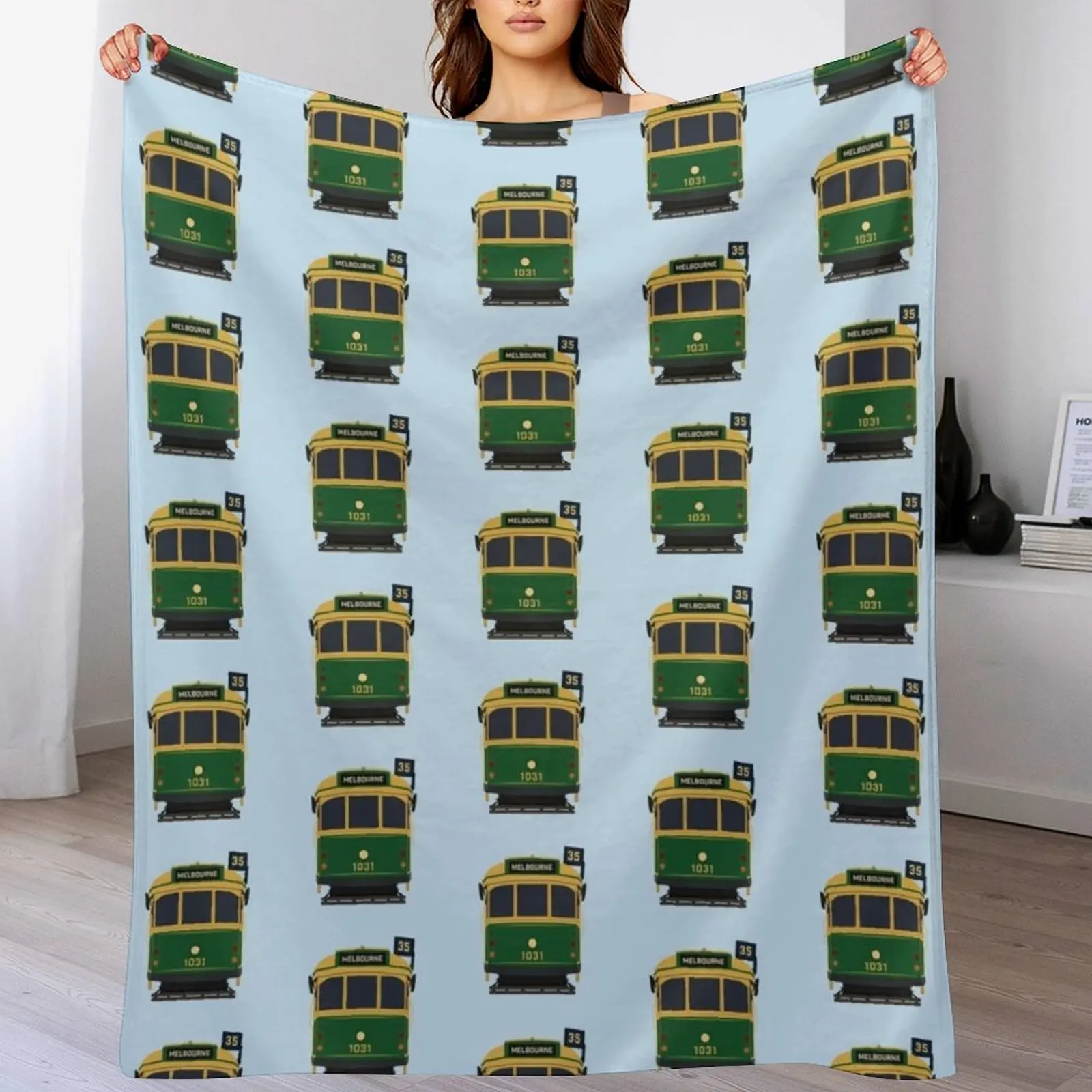 Melbourne Tram, W-Class Front View Throw Blanket