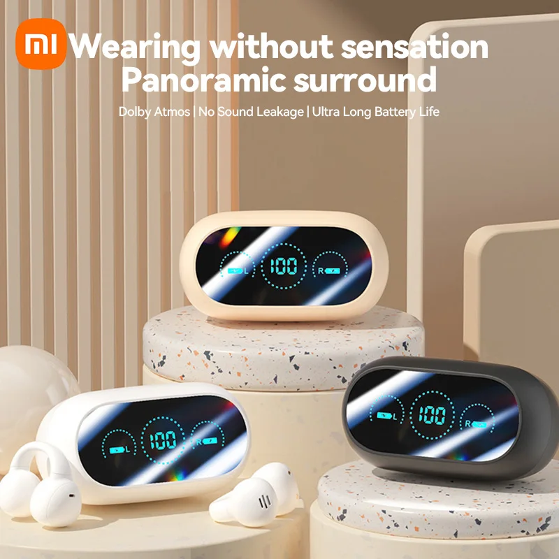 XIAOMI M59 Wireless Ear Clip Earbuds TWS Bluetooth LED Digital Display Earphones ENC Touch Control Headphone HiFI Stereo Headset