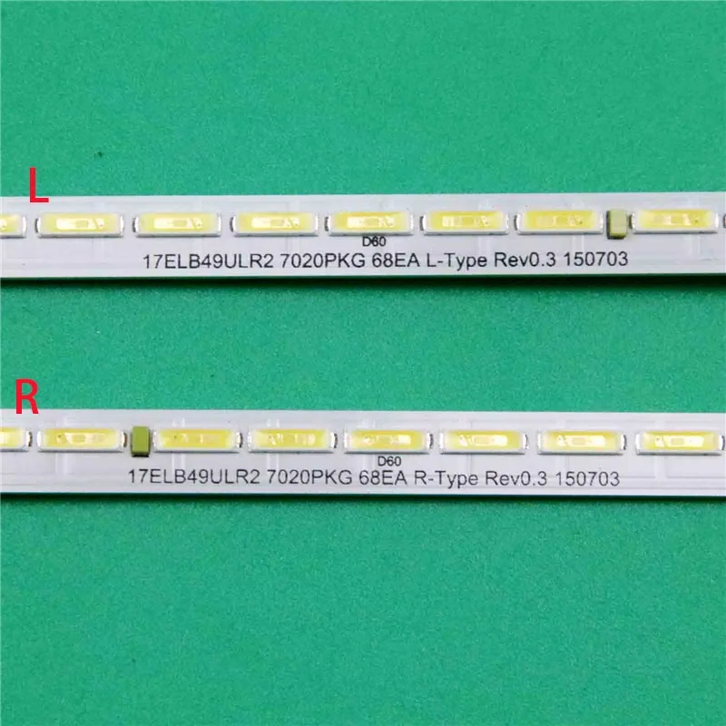 مجموعات قضبان إضاءة تلفزيون LED جديدة 17ELB49ULR2 7020PKG 68EA L/R-Type Rev0.3 30092328 (9) أشرطة ألواح مصفوفة شرائط الإضاءة الخلفية