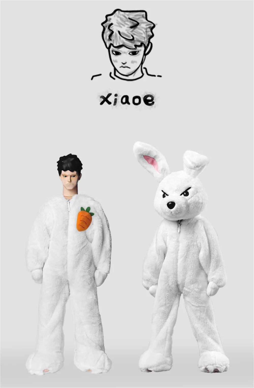 Heiße Verkäufe 1/6th 3ATOYS GOON Handsome Guy Rabbit Xiao E Boy Komplettset Bewegliche Actionfigur Über 12" Geschenk für Fans sammeln