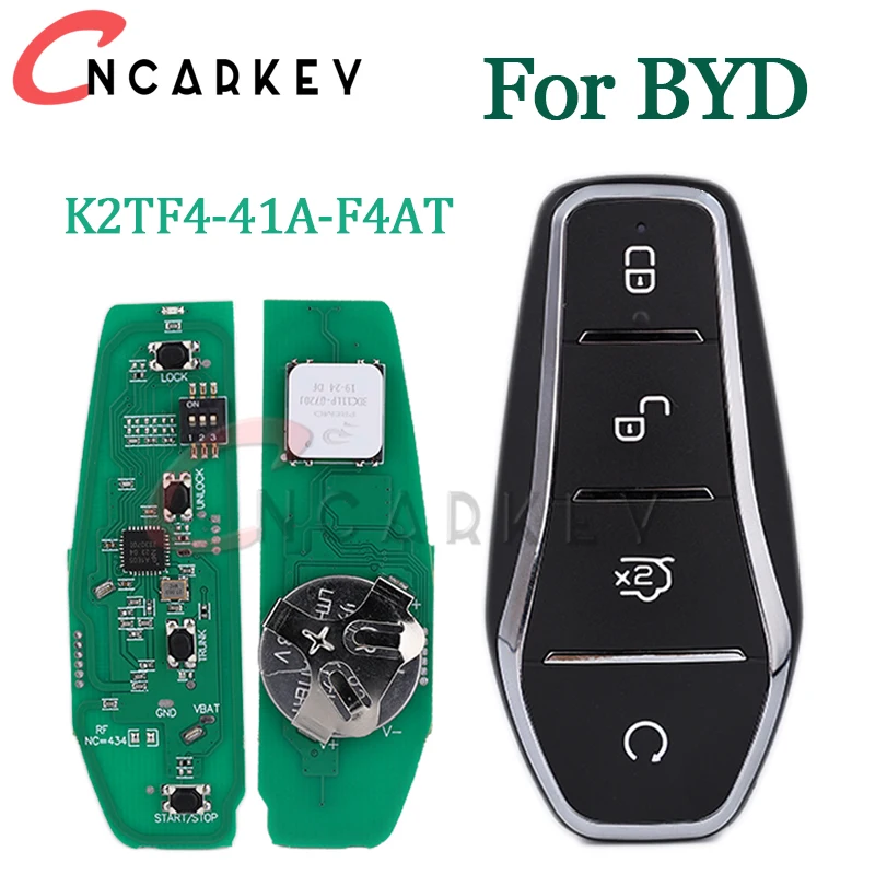 

4 Buttons Remote Smart Car Key For BYD Qin PLUS DM-i Qin PLUS EV Yuan PLUS SON 433.92MHz ID46 Chip K2TF4-F4A/F4H/F4AM/F4AT