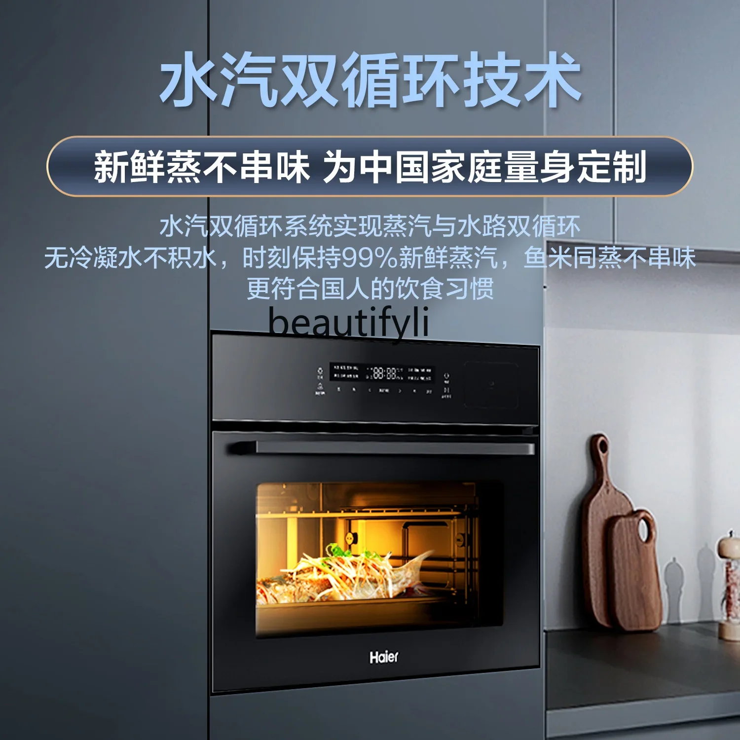 

A61 Steaming, baking and frying machine Embedded household enamel large-capacity steaming oven