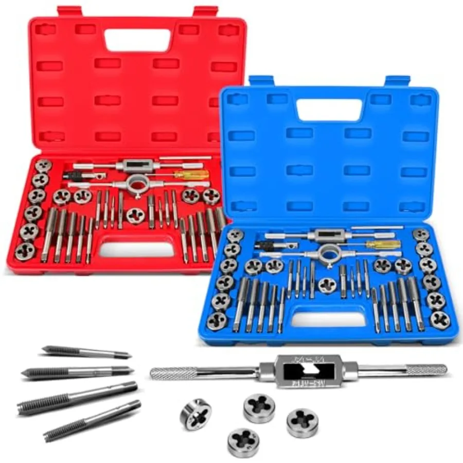 80pcs Tap and Die Set Metric M3, M4, M5, M6, M7, M8, M10, M12 Tap Set and Die Set Thread Repair Kits for Threading and Rethread