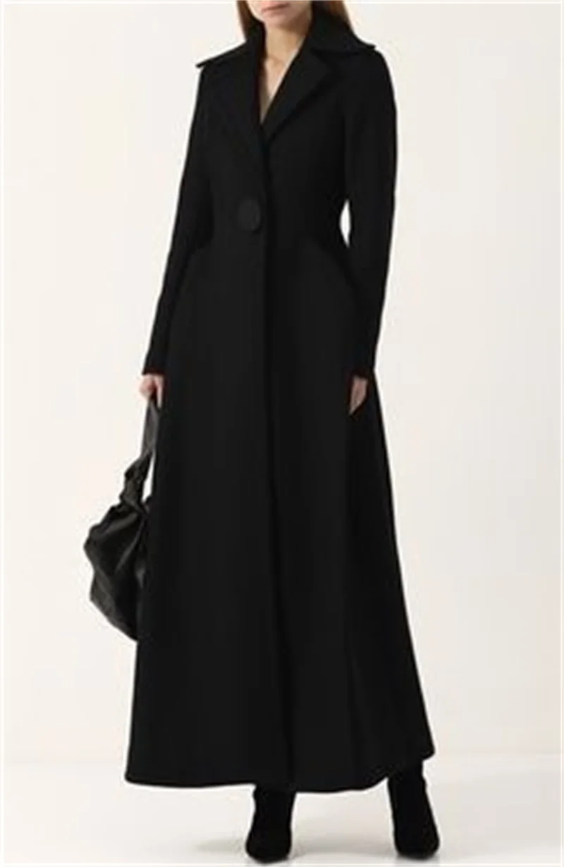 Black Cashmere Long Women Overcoat Suit Blazer Winter Thick Custom Made 1 Pcs Warm Jacket Formal Prom Dress Trench Coat