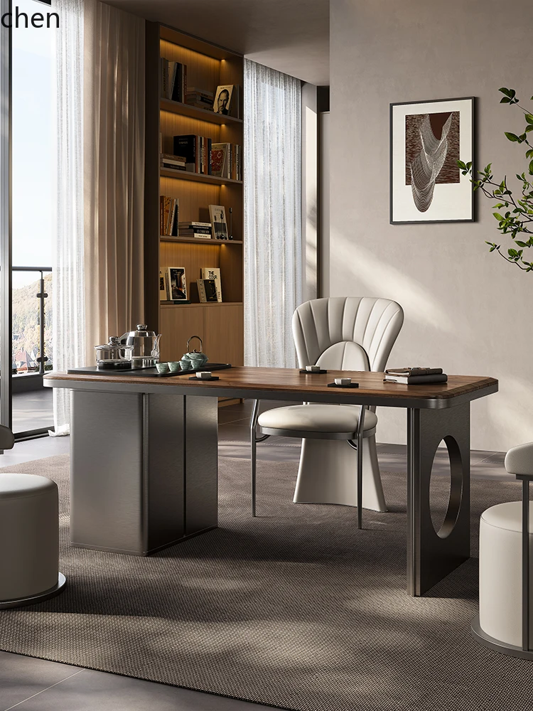 

QZT balcony solid wood tea table tea table and chair combination office tea table