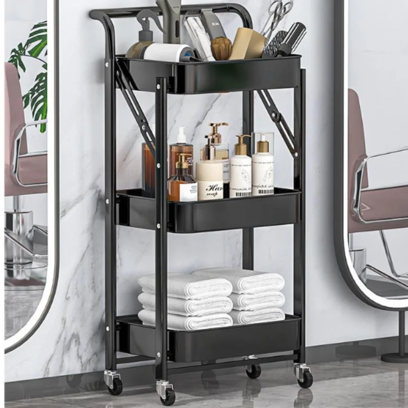 Trolley Organizer With Wheels Furniture for Aesthetics and Beauty Stainless Steel Chariot De Service Hairdressing Carts Portable