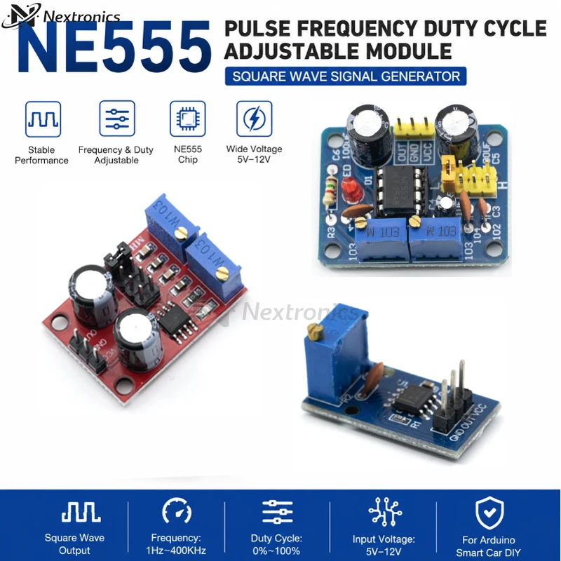 1/3/5/10PCS NE555 PWM Pulse Frequency Duty Cycle Adjustable Square Wave Signal Generator Module 10kHz-200kHz