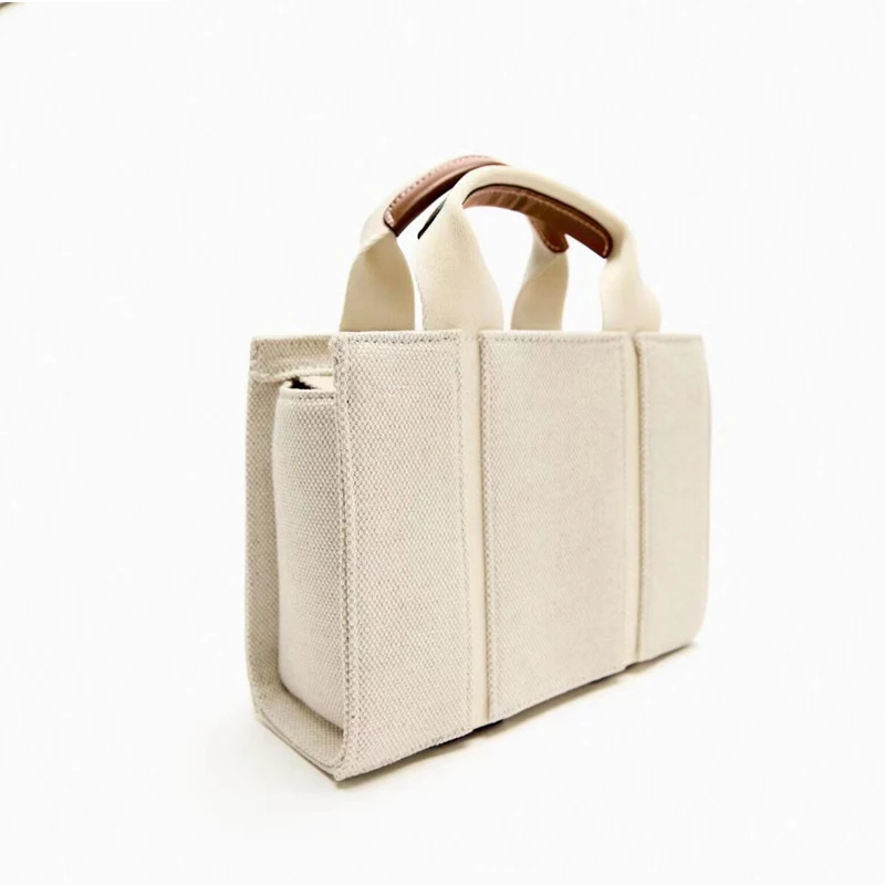 Za Summer New Mini Canvas Tote Bags for Women Simple White Ladies Crossbody Briefcase Casual Retro Designer Women Handbags