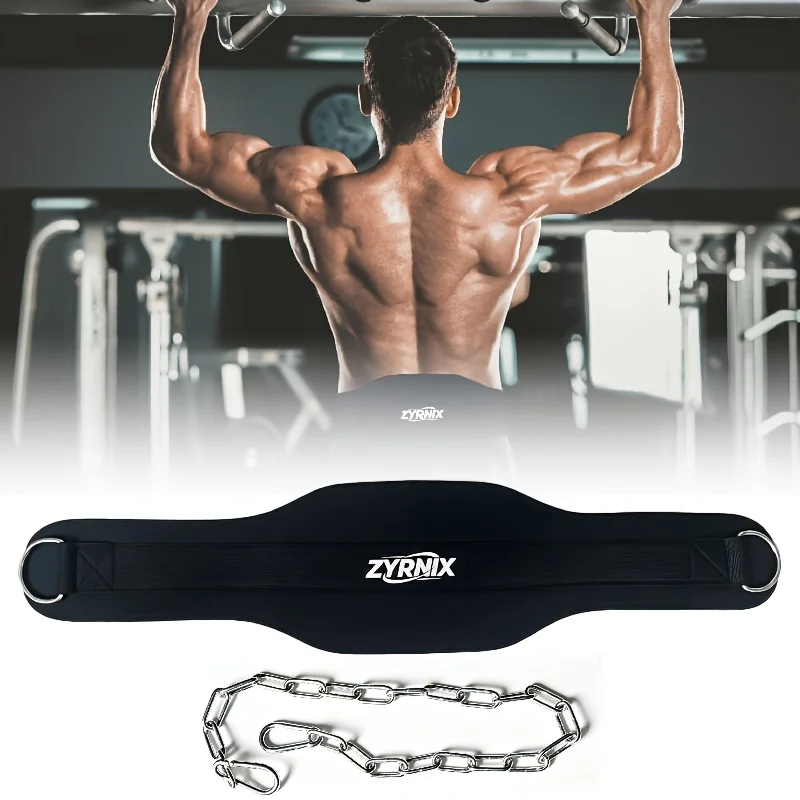 Weight-Bearing Pull-Up Belt, Weight-Bearing Waist Belt with Chain, Weightlifting Belt, 1 Weight-Bearing Belt + 1 Iron Chain/81Cm + 2 Carabiners, Weightlifting Chain Belt, Suitable for Pull-Ups on Parallel Bars and Pull-Ups, Suitable for Squats, Lunges, and Bodyweight Training |   Maximum Load Capacity |   Unisex Fitness Equipment