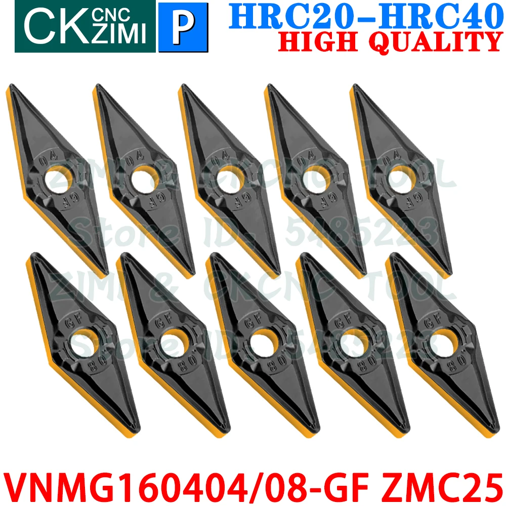 VNMG160404-GF VNMG160408-GF ZMC25 Carbide Inserts External Turning Inserts Tools VNMG 1604 CNC Metal Lathe Cutter Tools Steel