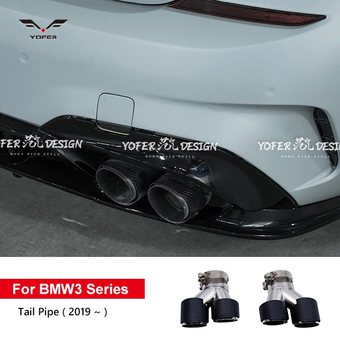 YOFER G20G28 stainless steel carbon fiber exhaust tailpipe throat section accessories for BMW3